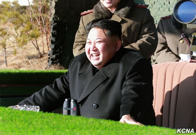 Kim Jong Un Watches Firing Contest of KPA Artillery Units