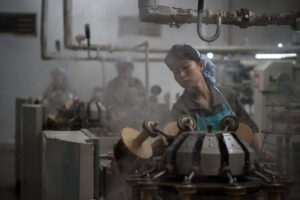 Woman working at factory in DPRK